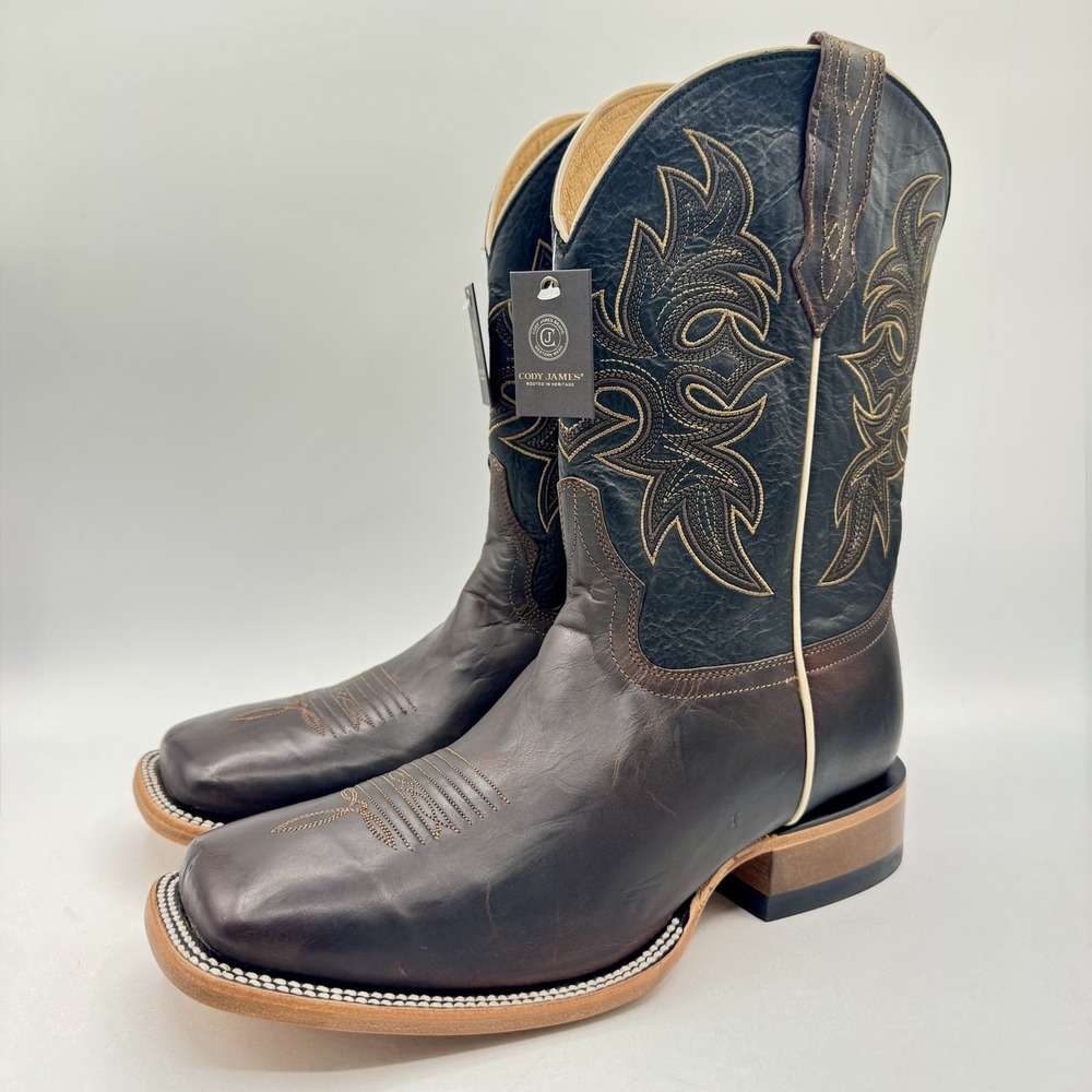 Cody James Willow Boots Men's Size 11 EE Wide Brown Leather Square Toe